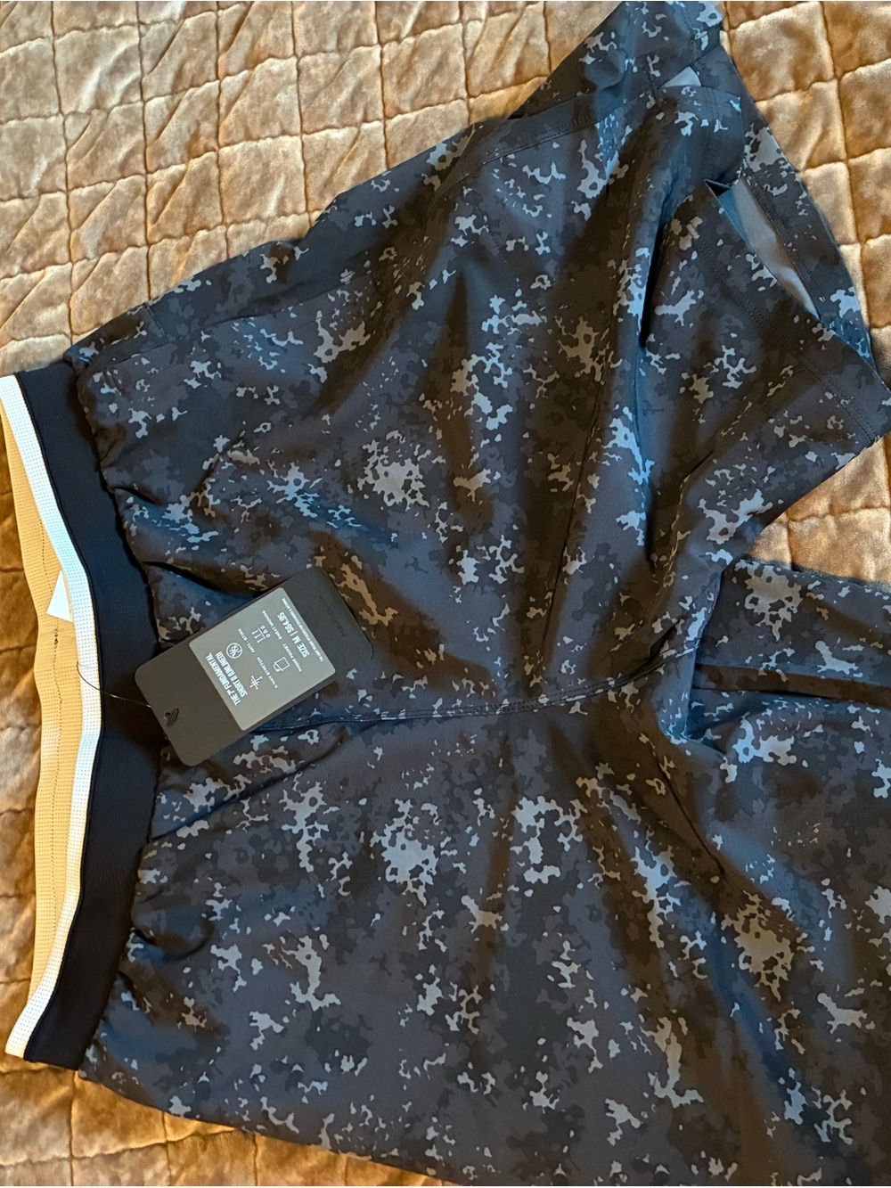 Fabletics Men’s Black and Gray Camo Athletic Shorts